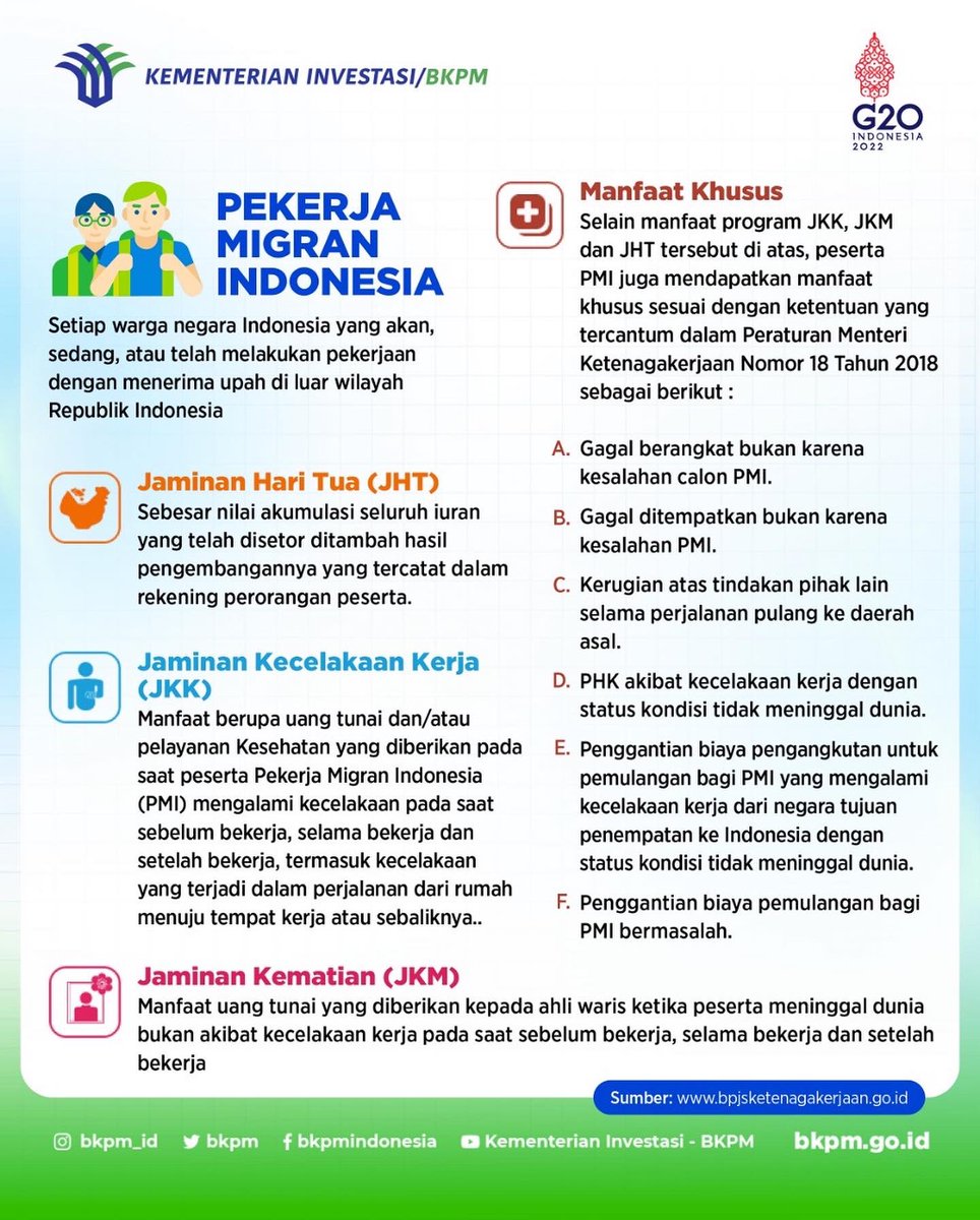 bkpm's tweet photo. Oleh karena itu, penting untuk diketahui mengenai berbagai manfaat BPJS Ketenagakerjaan yang dapat dinikmati baik saat masih bekerja ataupun saat purna kerja.

Yuk, cek segudang manfaatnya dalam meningkatkan kesejahteraan pekerja. https://t.co/18eoJ87HNm