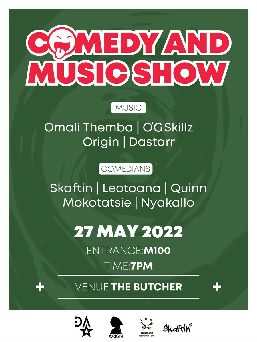 SkaftinLB's tweet photo. We have another Comedy &amp; Music instalment at the end of this month, featuring @OmaliThemba1 @DaStarr_LS #Origin #Quinn #Mokotatsie #Nyakallo #OGSkillz #Leotoana and many more🤣🤣🤣

Don't miss out.

27.05.30 https://t.co/6oX85HwDq2
