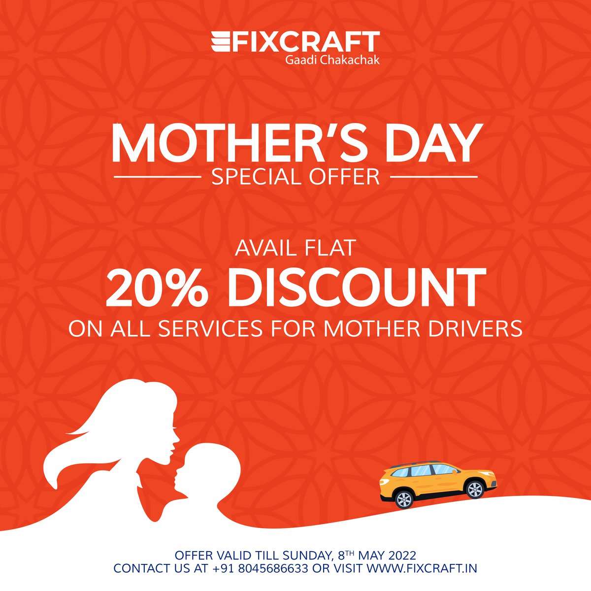 Fixcraft_in's tweet photo. To all the moms out there - Here's your gift from us this Mother's Day. Visit our website to avail the offer. 

#mothersday #mothersdaygift #Fixcraft #FixItWithFixcraft #GaadiChakaChak #carservices #carmaintenance #carrestoration #carcare #cars #automobile https://t.co/MiPjk6hKzC