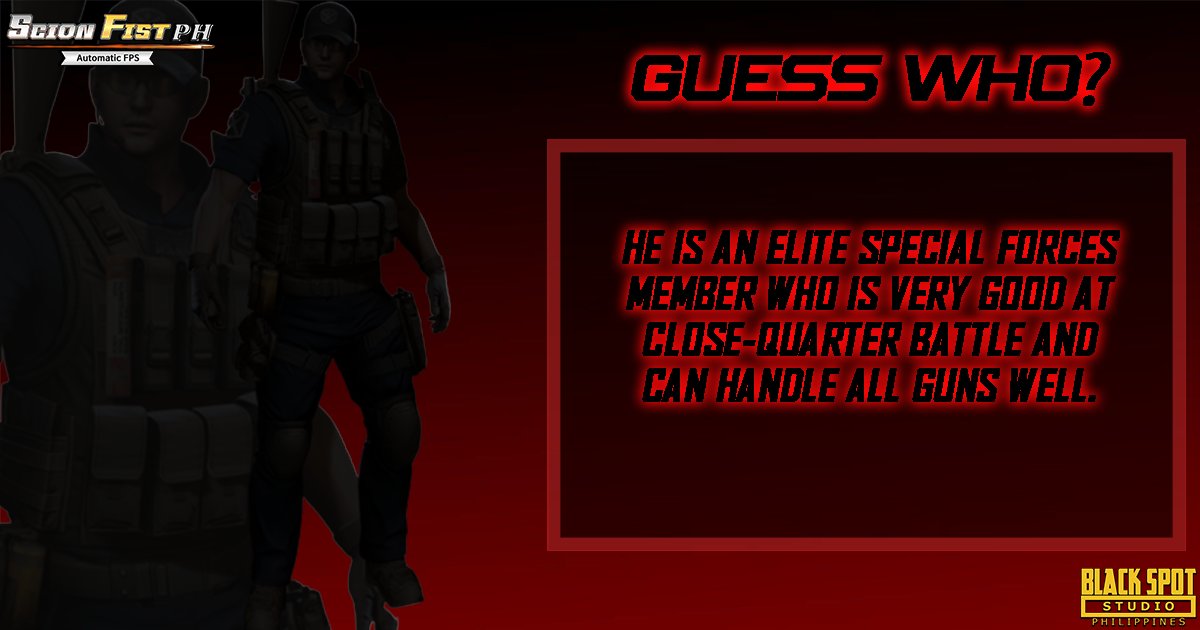 ScionFist_PH's tweet photo. An elite Special forces! A Leader who's definitely good in battle. And we hear he's good in all guns. Do you know who is this guy? 😈😈

You can download the game on the following link:
📲:  https://t.co/H4xS5FQPpv
📲: https://t.co/5g2WQ95pzw
🌐: https://t.co/WfcoNauAUW https://t.co/6vDcjYoWAy