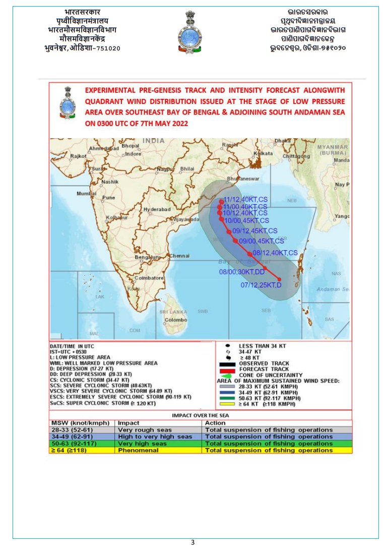mcbbsr's tweet photo. Special Bulletin on #WellMarkedLow pressure area over Southeast Bay of Bengal and adjoining South
Andaman Sea & it’s likely intensification into a #cyclonicstorm on 8th May, 2022 https://t.co/mqid2MkXs4