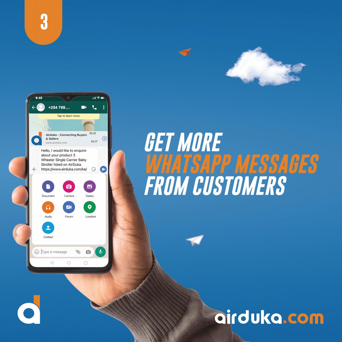 Mercynicky_'s tweet photo. The E- catalogue you get on @airdukait is directly connected to your whatsapp, meaning  you can engage the buyer further, cross-sell other products, arrange for delivery, and you can even inform them of offers, deals, sales or new stock you have.
#justairdukait https://t.co/VIKwBKdBqj