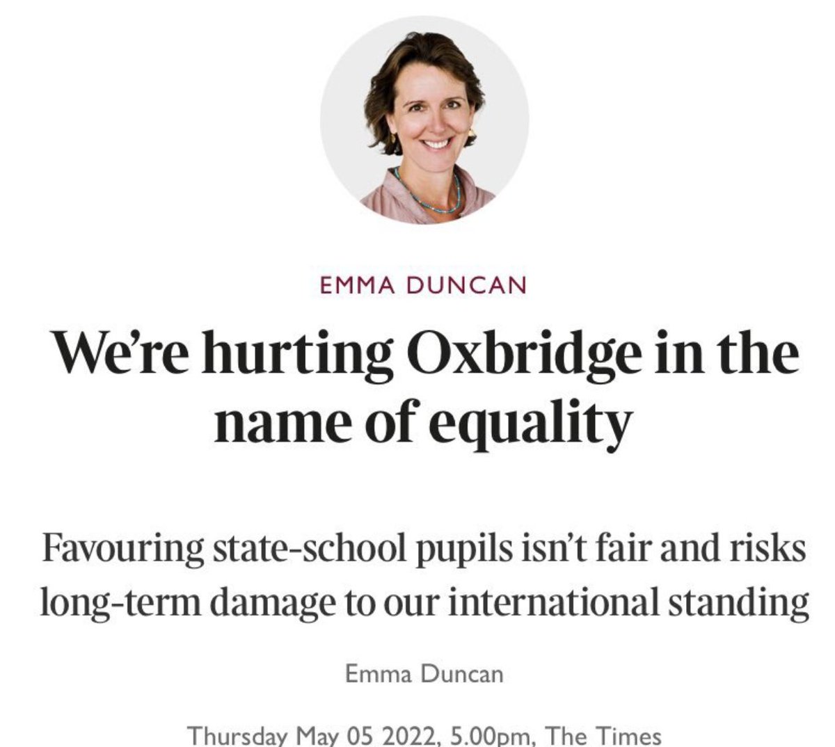 I went to state school in Scunthorpe. Born on a council estate. A father at 20 years old. Now a professor in the Department of Medicine at Cambridge University and a Fellow of the Royal Society. Nothing was fair about getting there. If I am damaging Oxbridge, so be it.