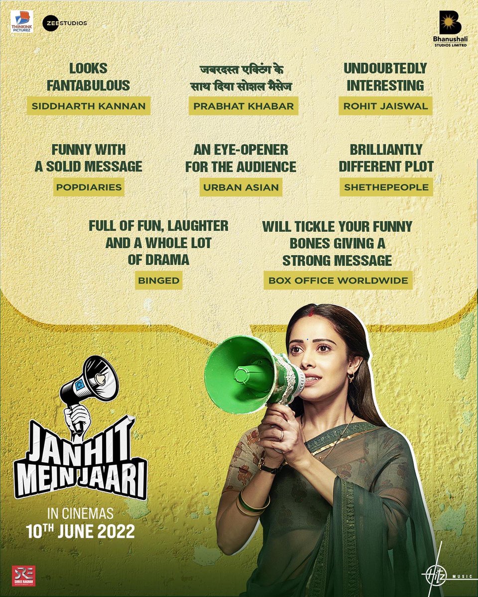 Aapka pyaar humare hit mein jaari hai! Thank you for the overwhelming response to the trailer ❤️ Link in bio. #JanhitMeinJaari; releasing in cinemas on 10th June 2022!