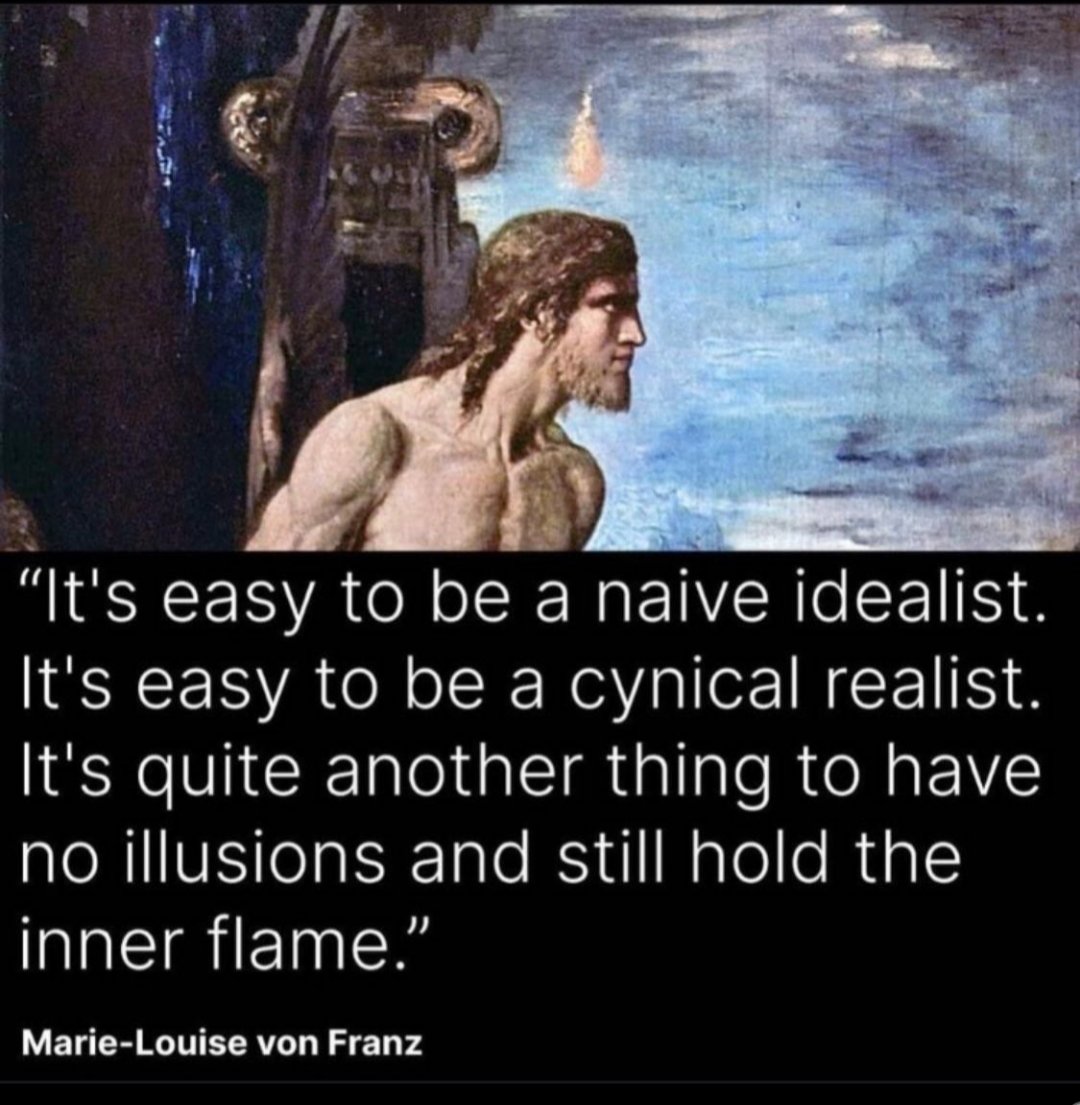 È facile essere un idealista ingenuo. Altrettanto essere un realista cinico. Altra cosa è non avere più illusioni e nonostante questo mantenere viva una fiamma interiore.