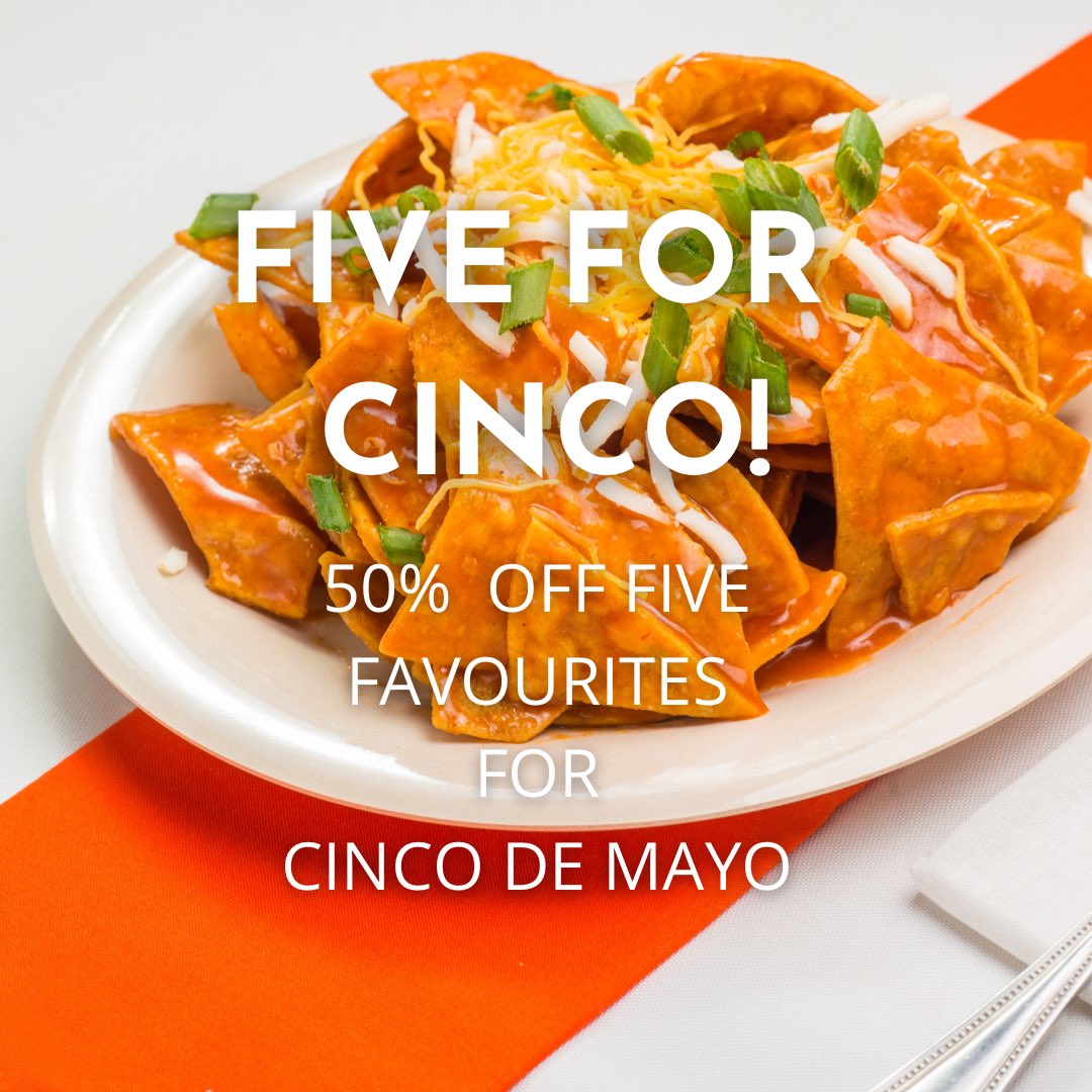 UNTIL SUNDAY!
50% OFF 5 of your favourite products.
🍸 Michelada Mix 
🍗 Wings Alitas Sauce 
🌶️ Chips Fuego &amp; Hot Nuts
🇲🇽  Chilaquiles San Miguel
PLUS Get 5% OFF everything on our Page until Sunday with code CINCOALL.
Shop now: buff.ly/3sbImNz