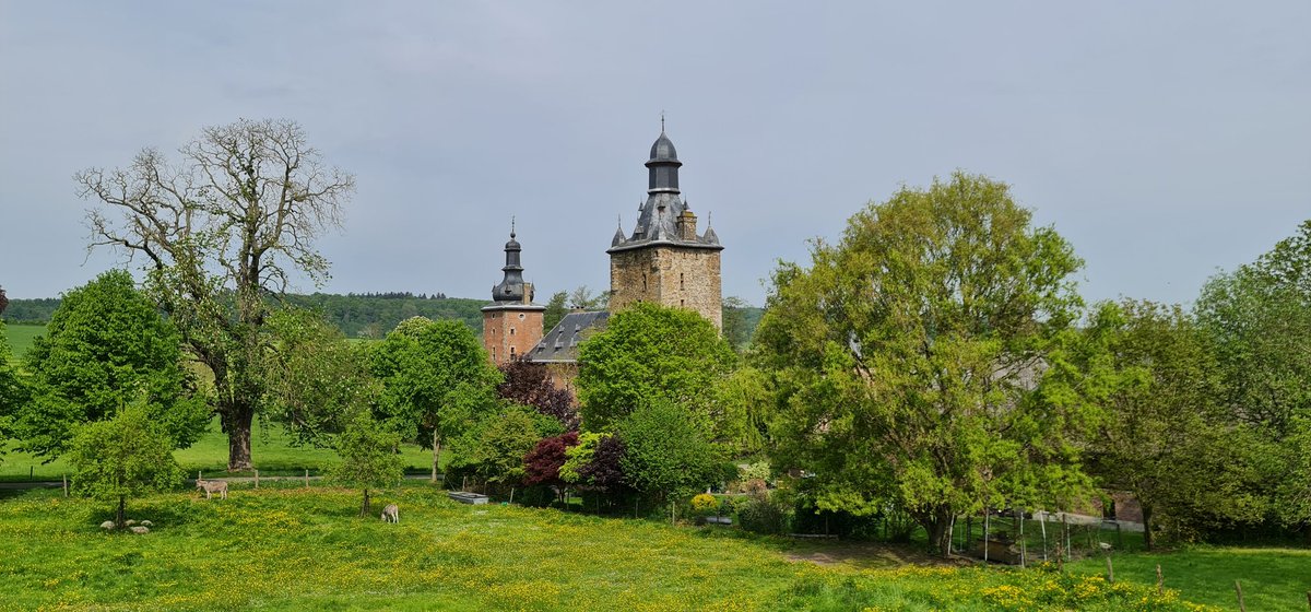 Martin1960's tweet photo. De grens loopt hier nogal grillig... Maar kasteel #Beusdael ligt toch écht in #België... 😎🚴‍♂️☀️ #Sippenaeken https://t.co/ItsPNjgCFZ