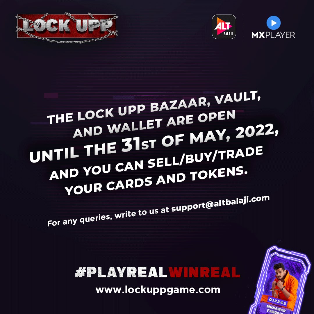LockuppGame's tweet photo. The Lock Upp Bazaar, Vault, and Wallet are open until 31st of May 2022. Swipe right for more details. https://t.co/qbAgd4g6O5