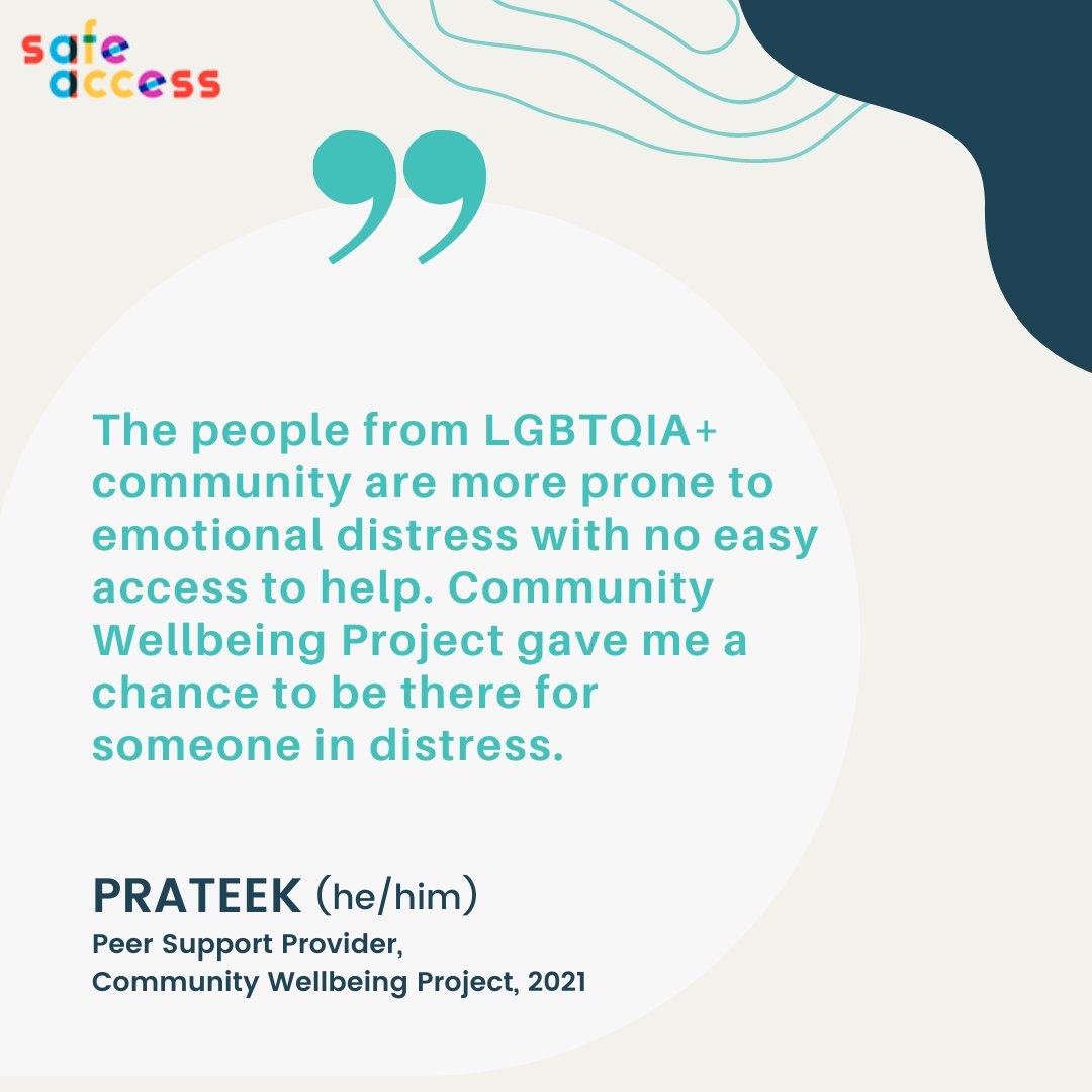 access_safe's tweet photo. We asked Peer Support Providers why would they recommend Community Wellbeing Project and here what Prateek has to say.
#APPLYNOW!
https://t.co/KvpEgUjIbv
The last date to apply is May 22, 2022.
#communitywellbeing #peersupport #peersupportprovider #lgbtqcommunity #lgbtqrights https://t.co/C9yzABIxV7
