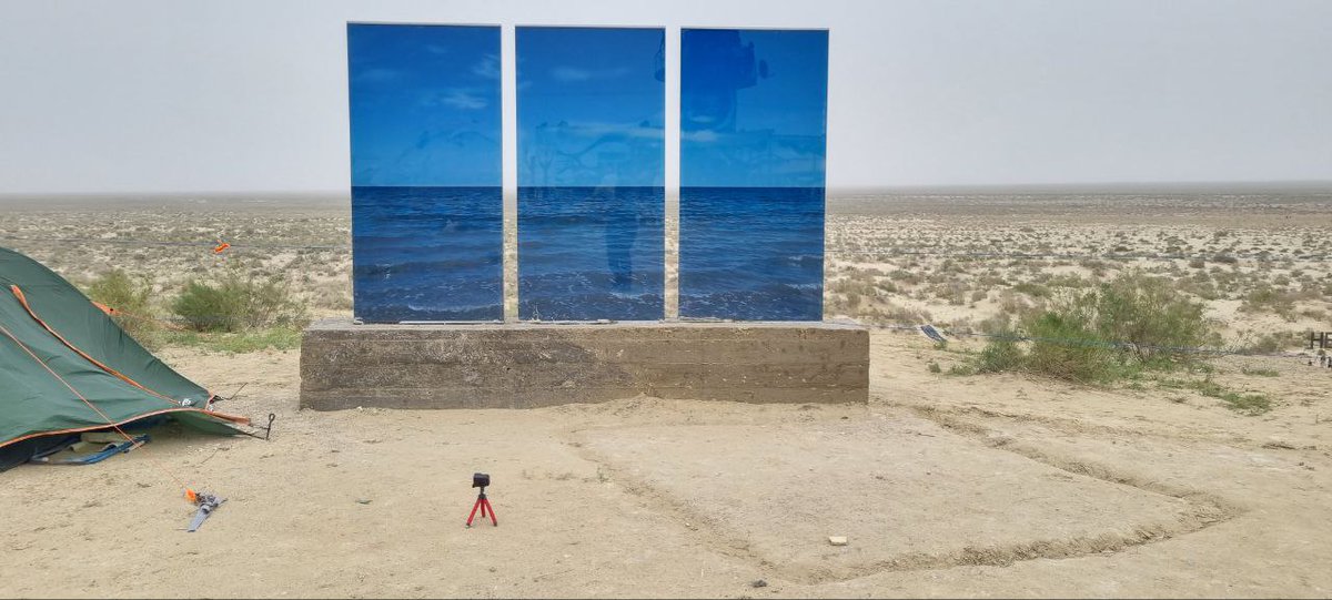 nikmccaren's tweet photo. A new art object in Muynak. You could see how the Aral Sea looked in the past. Author - Khurshid Akhmedjanov. The photo of the sea is mine. https://t.co/zHEnQY4pLW