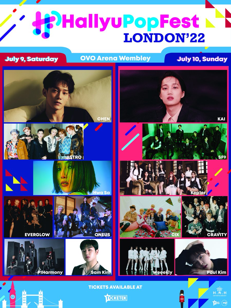 hpf_london's tweet photo. #HPFLondon2022 Poster!✨

9 July: 
CHEN  @weareoneEXO,  @ASTRO_Staff, Hwa Sa  @RBW_MAMAMOO,  @EVERGLOW_twt,  @official_ONEUS,  @P1H_official,  @LeegitItsSam

10 July: 
KAI  @weareoneEXO,  @SF9official, @official_kep1er,  @CIX_Official,  @CRAVITY_twt,  @_Weeekly,  @paulkim_twt https://t.co/MXPNgRB0wR