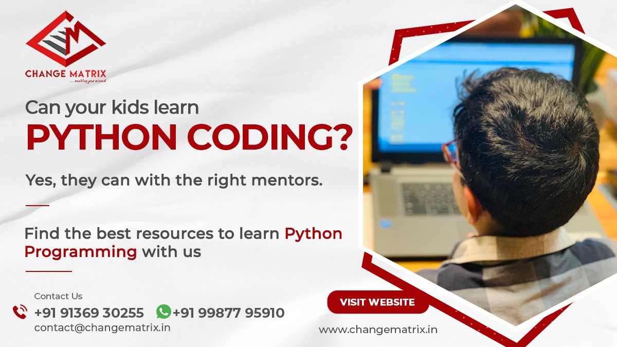 matrix_change's tweet image. Can your kids learn Python coding? 💻
YES, they can - with the right mentors. ☑️
Find the best resources to learn Python Programming with us!
changematrix.in
#pythoncoding #pythonprogramming #learncodingonline #codingforkids #changematrix