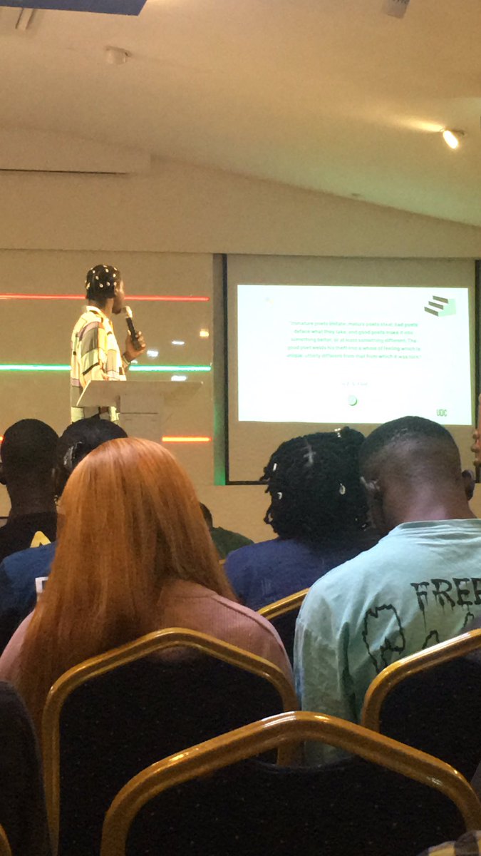 empath_el's tweet photo. @Ayoolafelix just started his talk, and it’s giving… 👏😌
P.s; he’s wearing ashawo shorts 😉😉
#UDC2020 https://t.co/1RzYh70LAc