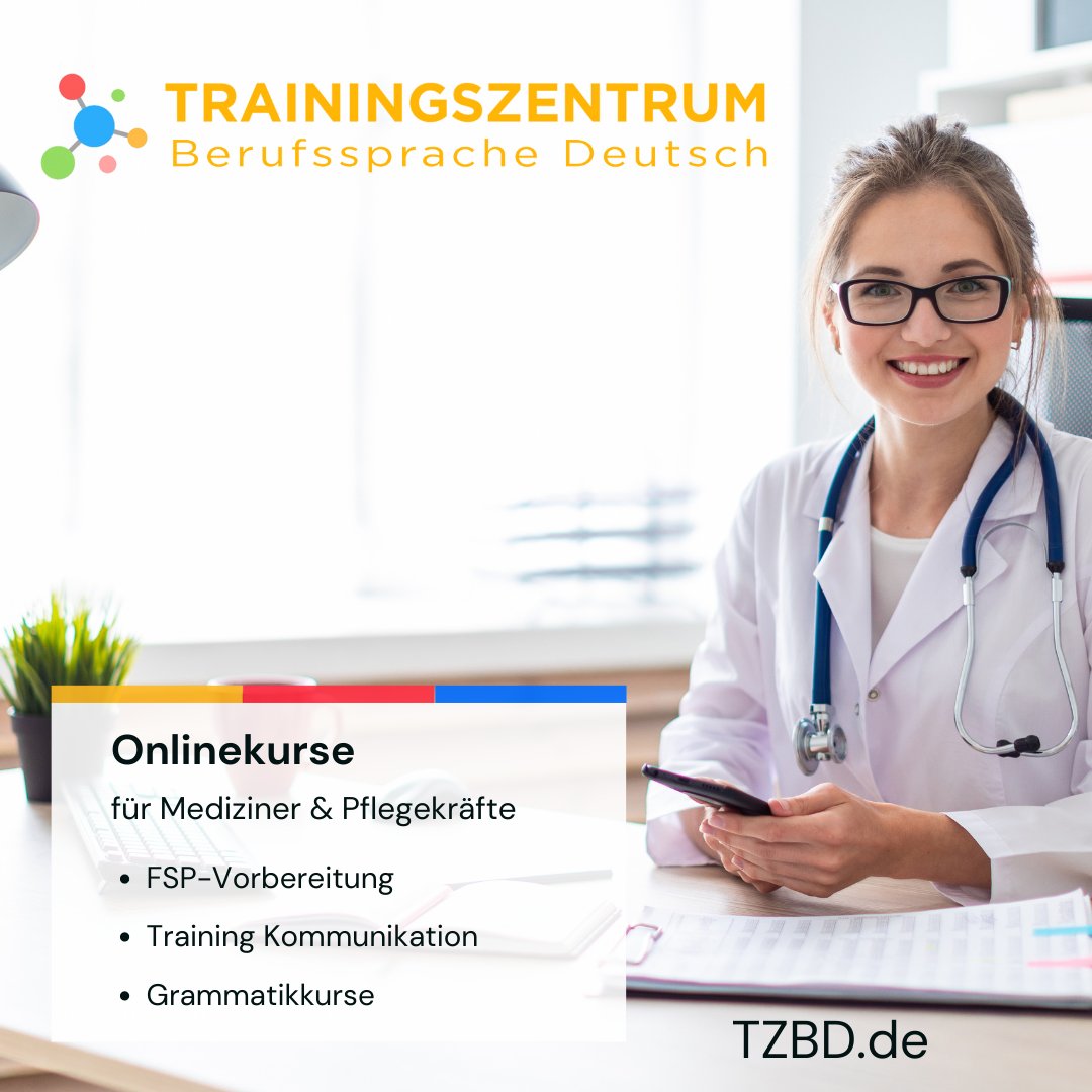 tzbdeutsch's tweet image. ZBD-Kurse bereiten optimal auf #Sprachprüfungen vor. Unsere Dozenten verfügen über ein breites #medizinisches Fachwissen auf den Gebieten Innere Medizin, Chirurgie und Orthopädie. Wir arbeiten in kleinen Gruppen oder im #Einzeltraining und erstellen individuelle Lernpläne.