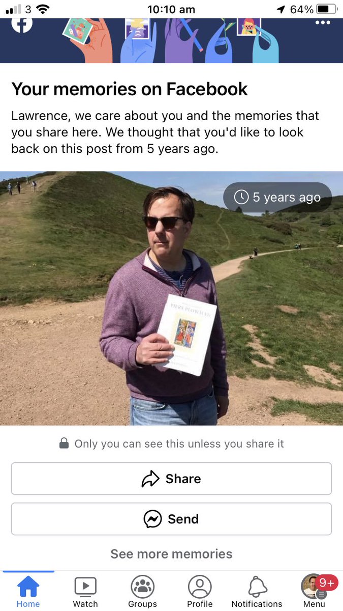 lawrencewarner's tweet photo. @15thcgossipgirl @red_loeb @SebSobecki @jamesmcnamara27 @ThisFairField @bruceholsinger @PiersPlowmanSoc Ha! This just popped up on my FB feed —5 years ago today was in Malvern with @ThisFairField https://t.co/UuNKRJvx9b