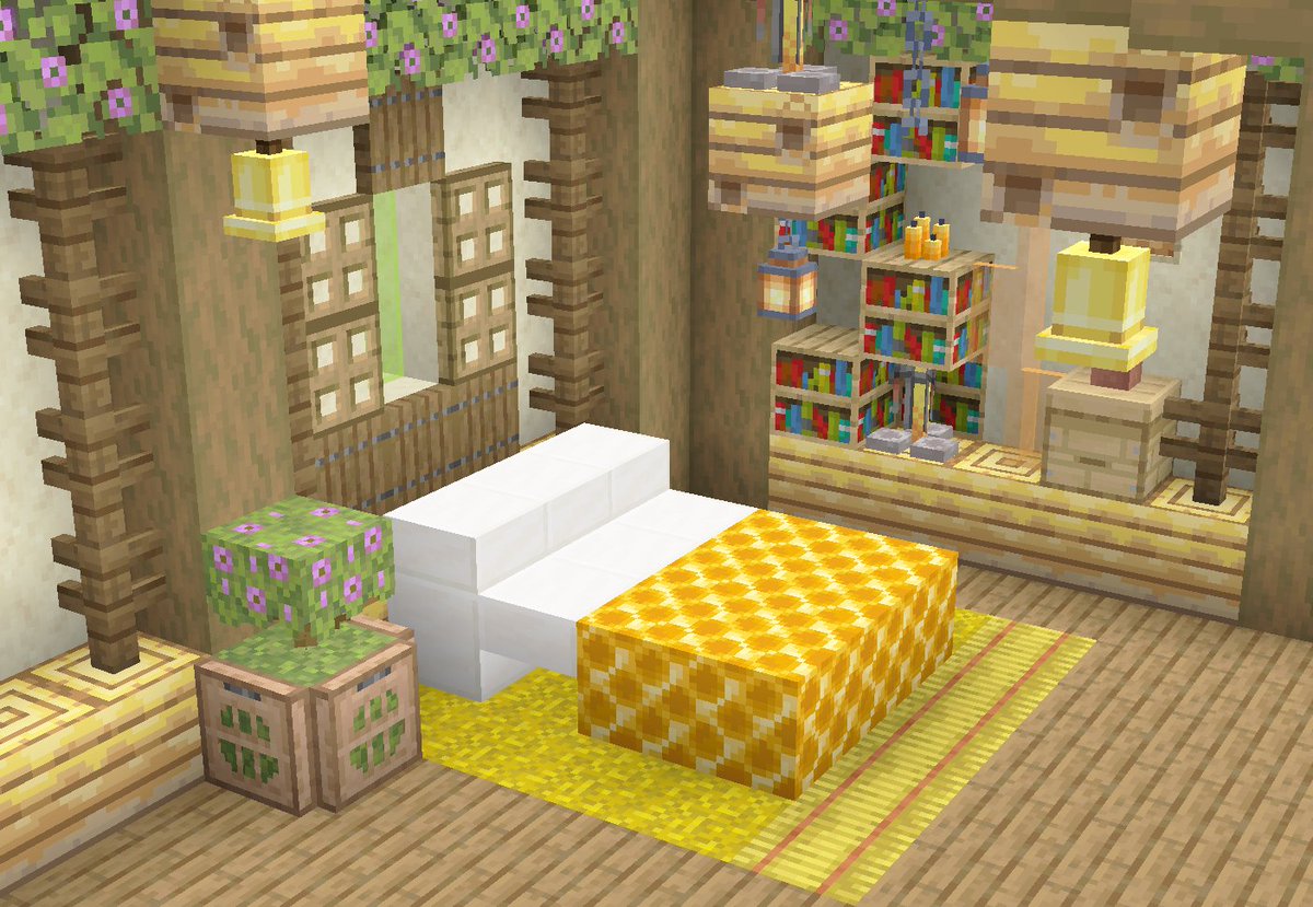 わかさん 伊呂波和歌 Minecraft マイクラ内装 ハニーなベッドルーム 朝の目覚めはハチの羽音とベルの音でばっちり T Co 1iy35nrrca Twitter
