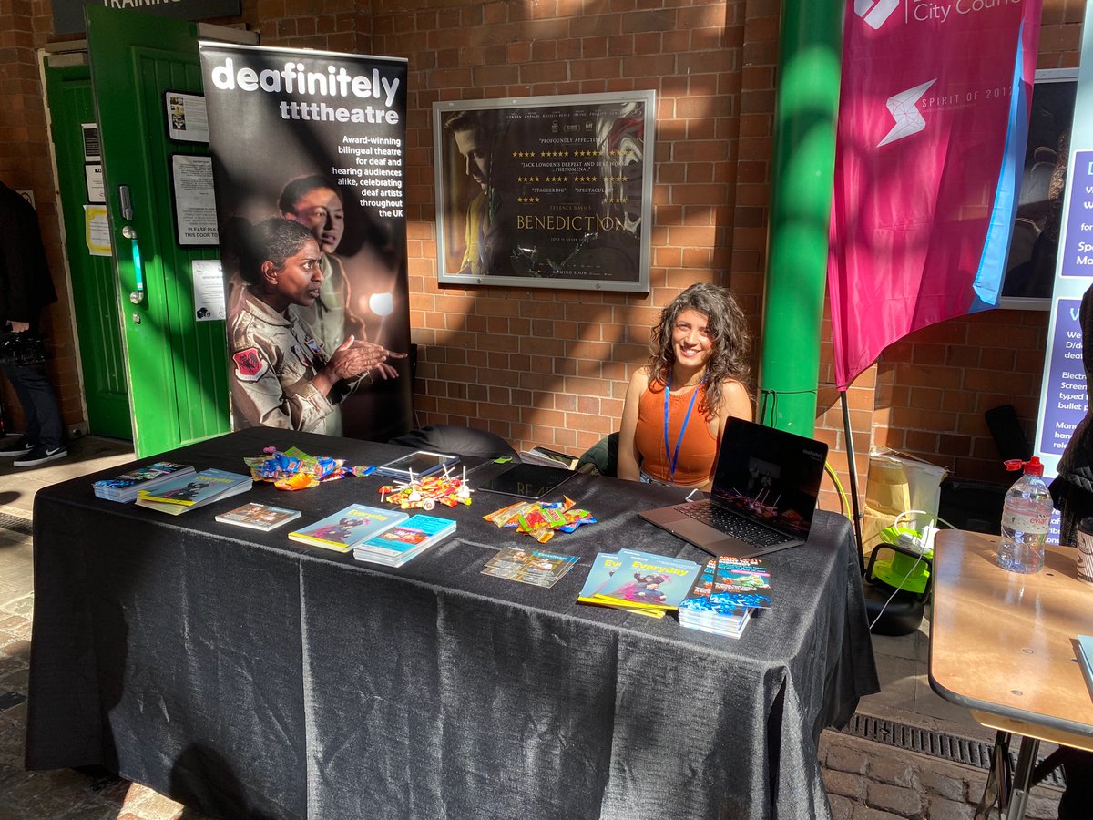 DeafinitelyT's tweet photo. Wishing everyone a brilliant @Deaffest 2022! We’re at the festival in Wolverhampton all day today — come down and meet us to find out about our new show #Everyday new films #TalkingHands and all our youth and outreach activity. https://t.co/NJkmACid31