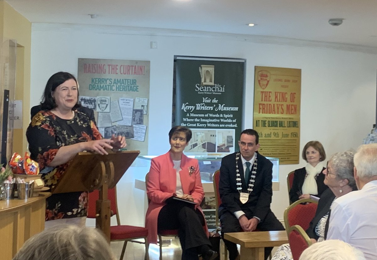 WritersWeek's tweet image. An early start this morn! We’re here at the @kerrywritersmu1 at the launch of the Kerry Amateur Drama Heritage Exhibition . In excellent company with @NormaFoleyTD1 @JimmyMoloney @billykeane15 #DrFionaBrennan #KearneyFamily