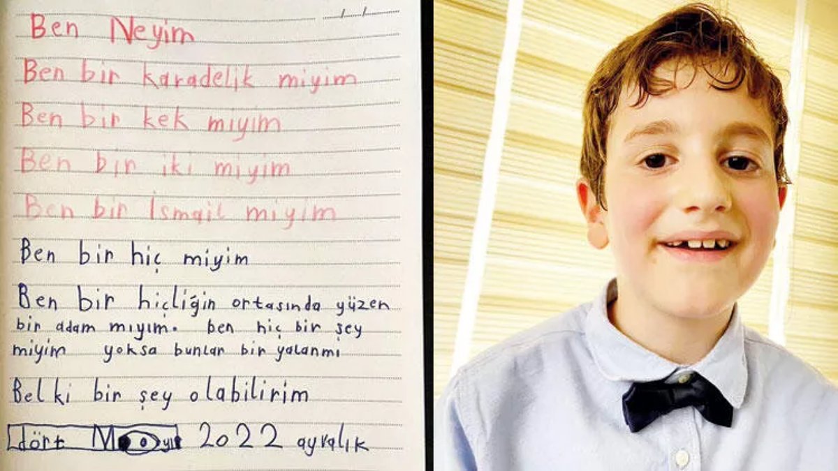 superhaber's tweet photo. 🗣️"TABLETLE TELEFONLA BÜYÜMEDİ"

🙂7 yaşındaki şair İsmail, viral olan "Ben kek miyim?" şiirini nasıl yazdığını anlattı! 

🔹"Aklımda bir şeyler var"

#ismail #benneyim 

https://t.co/H8nqifBRE8 https://t.co/b1bOhOwZao