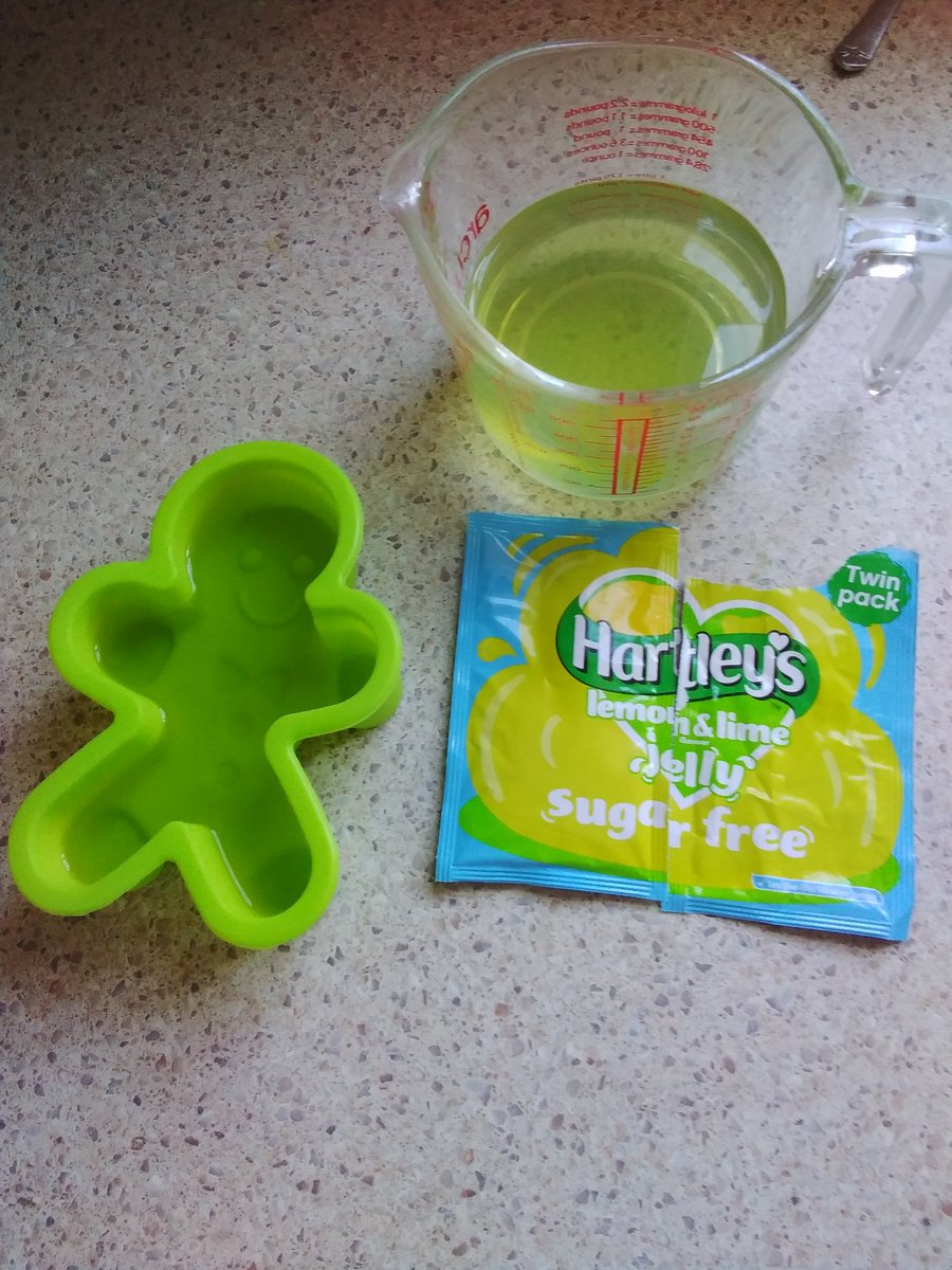 ingridsusanka's tweet photo. Making jelly for grandson, usually have orange or red but bought this to make jelly grass around an easter bunny, not used it. It smells completely like #lemsip #Hartleys seriously. https://t.co/CST8938ULn