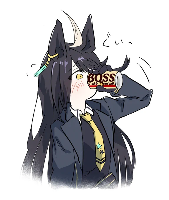 BOSS缶を飲んでみるカフェ。
#ウマ娘 #マンハッタンカフェ #BOSS 