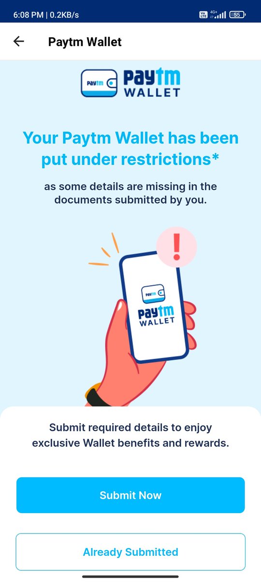 Niks_Niket's tweet photo. @Agrawalranjan @Paytm @Paytmcare @PaytmBank @RBI @PhonePe @amazonpay @GooglePay @PayUindia @vijayshekhar When I submitted all my documents and also my kyc successfully done why I my Paytm Wallet has been restricted?? What kind of service is this? https://t.co/wocDKcAXOa