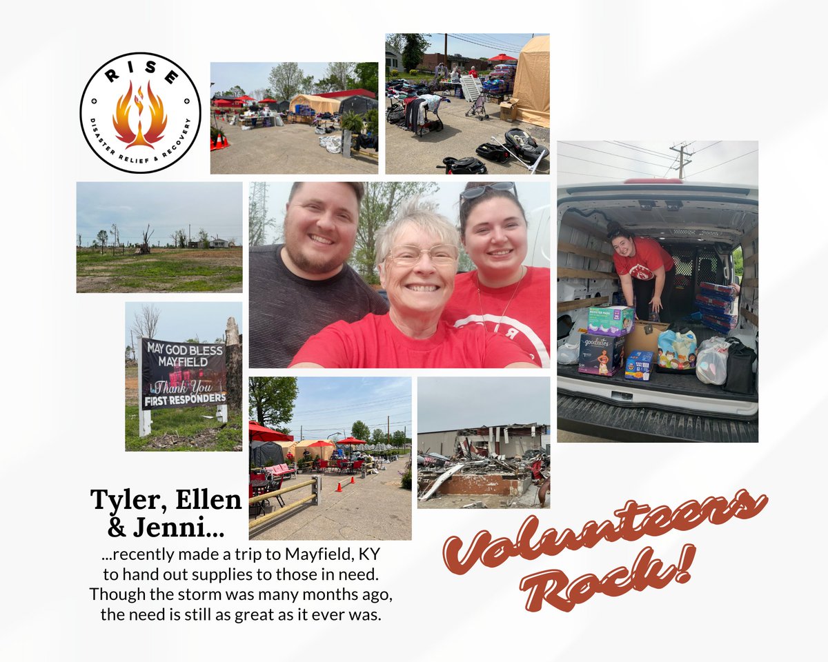 RiseRelief's tweet photo. The RISE team helping the people of Mayfield. #riseteam.org #Volunteersrock #RISEteam #givetime #donatenow #MayfieldSTRONG https://t.co/sNCUctNQOS