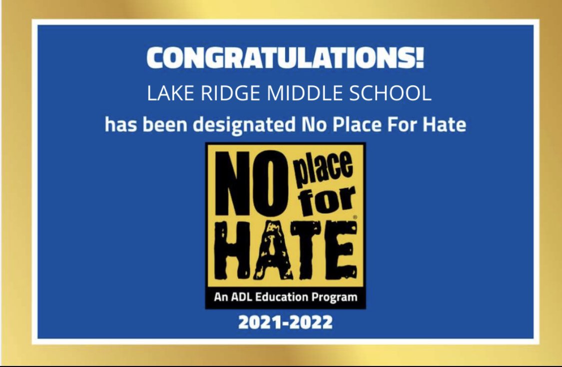 We did it again! Thank you to our students and staff for all their efforts to ensure that our school is inclusive and respectful! An extra special thank you to Mrs. Proctor Dunn for leading the effort with students! #PWCScounseling #NoPlaceForHate <a href="/LrmsWolves/">LRMSWolves</a>