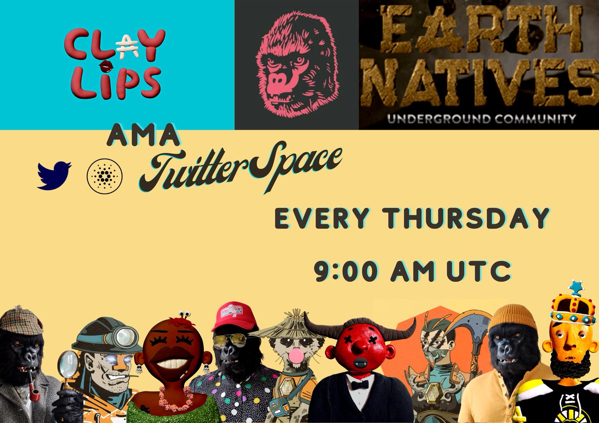 claylips_'s tweet photo. The #LipGang will be co-hosting a Twitter Space with @BoredClaudePC &amp; @Earth_Natives every Thursday at 9:00 AM UTC. Please join us for some fun conversation and positive vibes. 💋💯

#CardanoCommunity #CNFTs #NFTs4good https://t.co/J1Ww2lcJ66