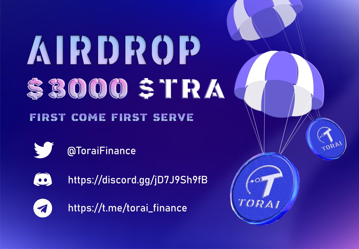 Tipping_letter's tweet photo. #TORAI Social Media is ON!

Join us to celebrate this historic landmark!🧐

⚠️The rules are simple:

1️⃣ Follow @ToraiFinance
2️⃣ Join Discord https://t.co/jrauBQZ4vE 
3️⃣ Join Telegram https://t.co/cYI8JLFTeh 
4️⃣ Fill in: https://t.co/55lyBjeEnl

🎁1000 users will share 3,000 $TRA https://t.co/Dgm64Bm5Fi