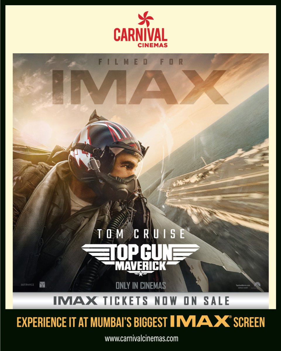 CarnivalCin's tweet photo. Advance booking open for TOP GUN - MAVERICK
Book your tickets now at
https://t.co/IGOEXySkGq
On 27th May at your nearest Carnival Cinemas!
#topgun #maverick #topgunfans #cinematic #movies #tomcruise #carnival #biggestimaxscreen #carnivalcinemas #comecelebrate https://t.co/L1PklHIZAy
