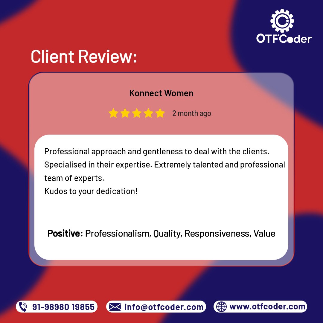 OTFCoder's tweet image. Happy Clients!!! Happy Clients!!!
"Customer Satisfaction is our prime duty as we have a Strategy for Serving Things Right."
Come join us to escalate your business !!!
#otfcoder #customerreview #socialmedia#socialmediachecklist #instagramadds #developer #tips#weekend