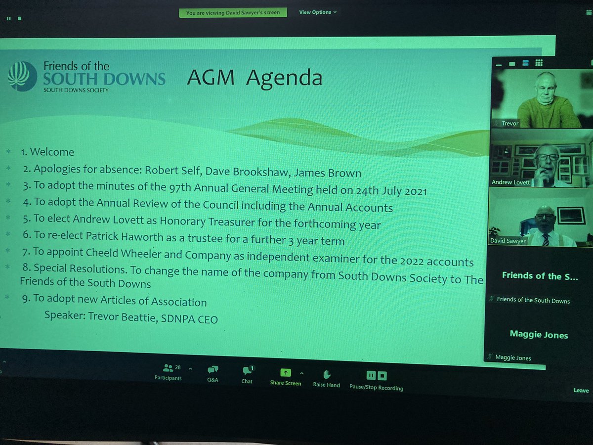 I’m very happy to be participating this morning in the AGM of the <a href="/FriendSouthDwns/">Friends of the South Downs</a> - describing the achievements of <a href="/sdnpa/">South Downs National Park</a> in 2021/22.  The National Park is lucky to have the support of such an active and challenging Society