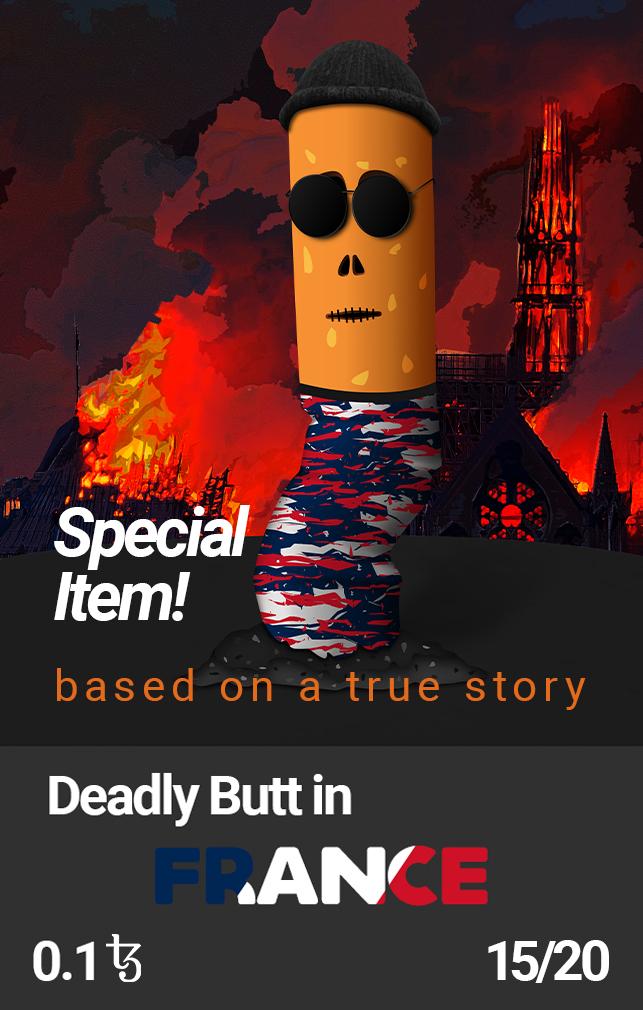 deadlybutt_nft's tweet photo. 🔥Special Item with Diffrent Story!🔥

✴️This time in France 🇫🇷، in addition to the environment, #DeadlyButt has also damaged history✴️

🔵 15/20
🔴 0.1 $XTZ

🔻 Check out this item On @objktcom🔻 
 
https://t.co/nX1y4ijuWc

#tezosfortezos  #NFTCollection #nftart  #NFT #NFTartist https://t.co/tNKOHWwAbg