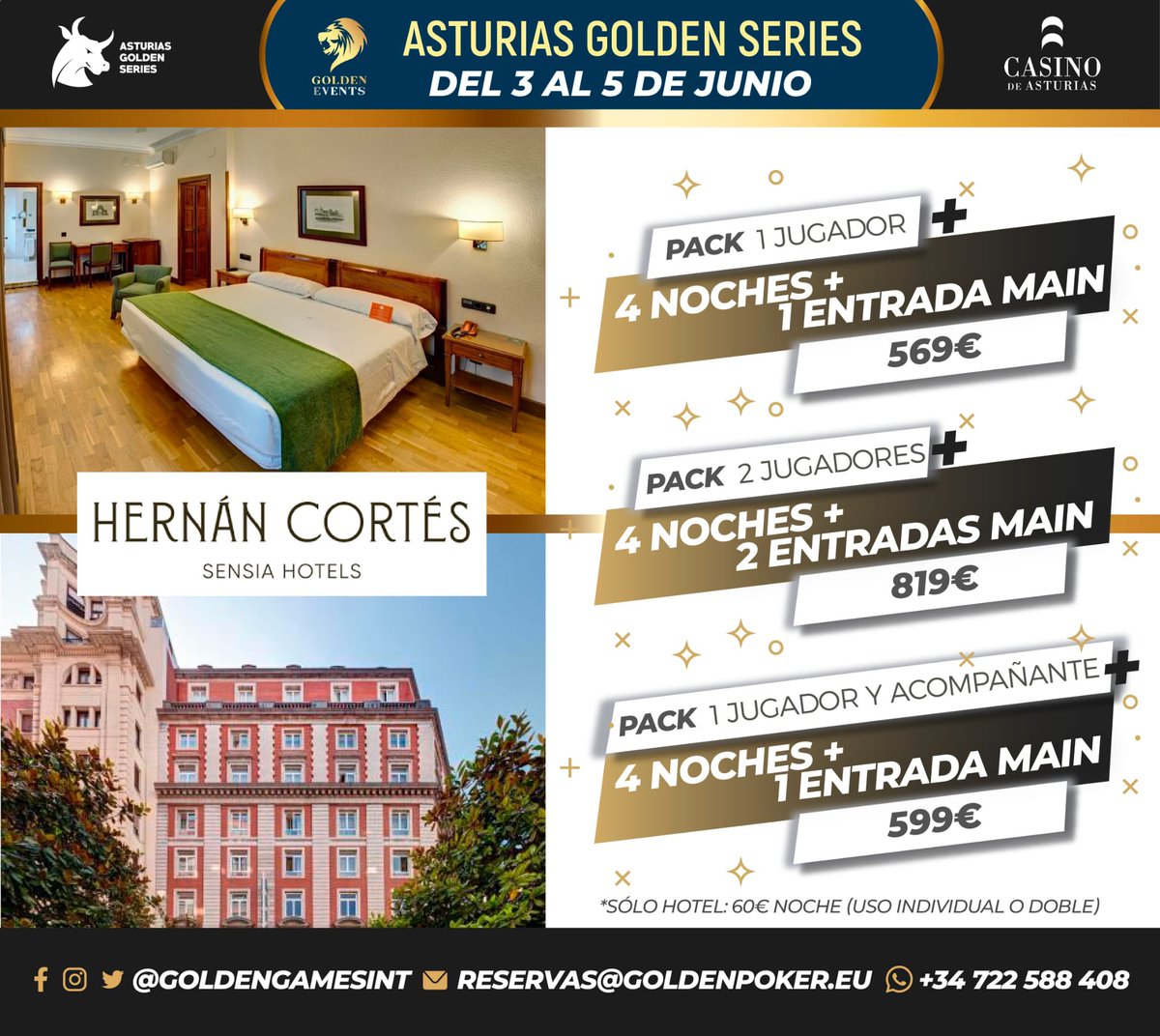 Todo listo‼️ Asturias Golden Series
📆 Del 3 al 5 junio
✅ Estructura Main Event Top
🙋🏻‍♂️ Los mejores dealers 
🕹 <a href="/chakee699/">Montes Poker</a> a los mandos del evento. #goldenevents 
🏨 Packs hotel disponibles‼️