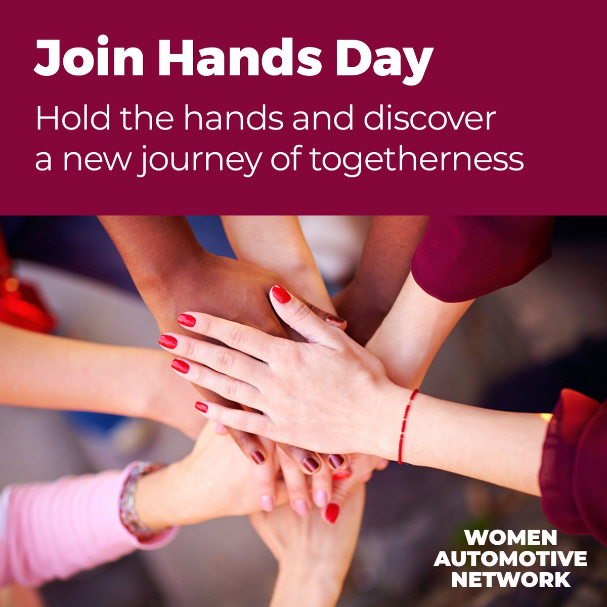 WomenAutoNetwrk's tweet photo. Happy Join Hands Day, from the Women Automotive Network.

#WomenAutoNetwork #womeninautomotive #diversitydrivesinnovation #bettertogether #automotivetrends #automotive #mobility #sustainability #diversty #diversityandinclusion #leadership 
#breakingstereotypes #HappyJoinHandsDay https://t.co/oXD88O9kQh