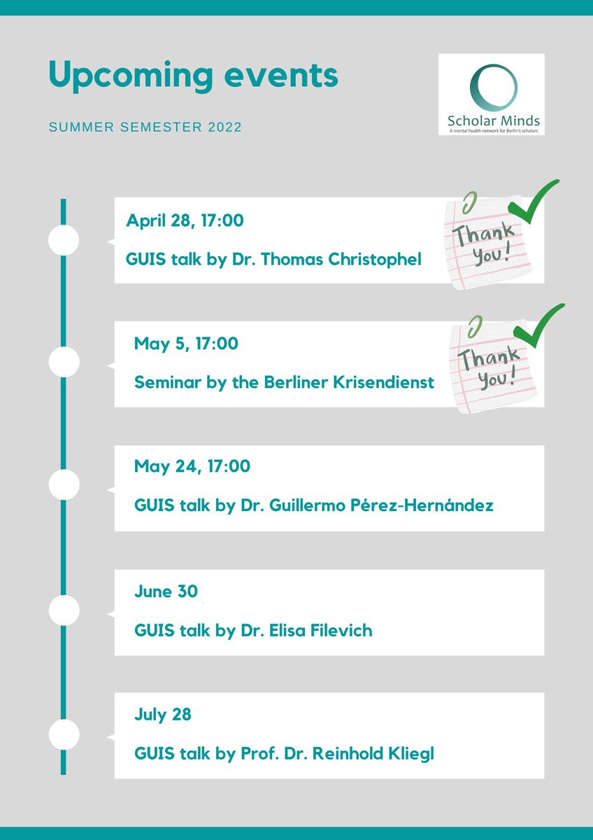 Last Thursday, we heard from the Berliner Krisendienst not just about their work, but also about psychological crises, crisis support for loved ones, and much more! What now? Well, now we move to our next #AcademicMentalHealth event! Woo-woo! 🚂💨 (1/2)