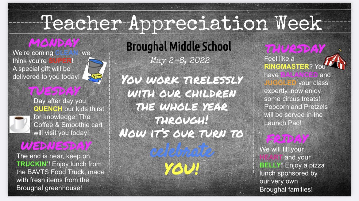 Mrs_CreazzoCSC's tweet photo. Celebrated our amazing @BASDBroughalMS teachers this week! Thank you for your commitment to our students! @BethlehemAVTS https://t.co/VrmrayhXWR