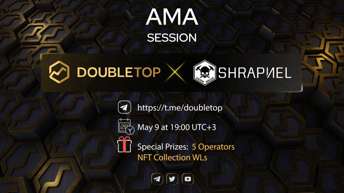 doubletop_io's tweet photo. The AMA will take place in:
https://t.co/cFpzAtmqGG

Authors of 5 best questions will be rewarded with 1 WL in Operators NFT Collection each. Complete below form to take part:
https://t.co/GcjaUPCDVB

And remember to follow social media channels highlighted in the form👍 https://t.co/MWyHcmaj4Y