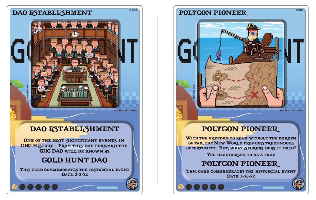 goldhuntgame's tweet photo. Ahoy Mateys,

The “EARN” is real in GHG Play &amp; Earn

Polygon GHG Cards have just been airdropped to players as a bonus for making the early voyage! Check your wallets for the below GHG Cards for use in the upcoming missions.

More opportunities will surely arise in the future 🏴‍☠️ https://t.co/kn9GziNBDS