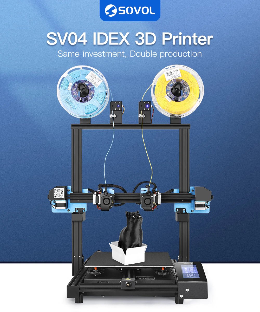 Sovol3d's tweet photo. 📣📣Sovol SV01 PRO and SV04 IDEX are both available in the US& EU warehouses🥳🥳
SV01 PRO:https://t.co/ry87keT39K
SV04 IDEX: https://t.co/5eVOETNnfa
#sovol #idex3dprinter #3dprinter #sovolsv04 #sovolsv01pro #3dprinting #3Danimation #3dart #3dmodeling #3dartwork https://t.co/RJL2U2gmeS