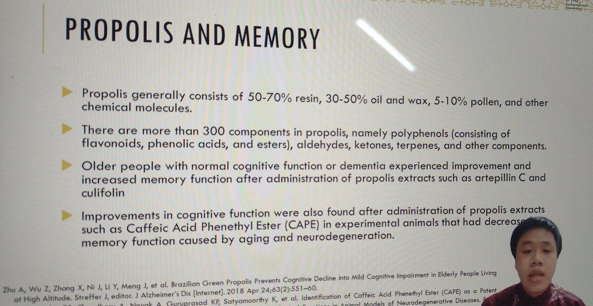 iprg_buzz's tweet image. We're now hearing from Andreas Christopher - demonstrating how #propolis can have a positive impact on memory and cognitive function - this could pave the way for new ways of treating dementia. Amazing! #dementia #health #nature