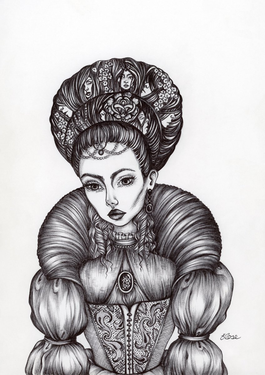 Ball point pen is by far my favourite art medium. So basic, so comforting and familiar. Somehow wet and dry at the same time. Magic, spill free ink, yet blendable like lead pencil. So versatile yet so basic...

That's why her hair is so big, its full of secrets...
