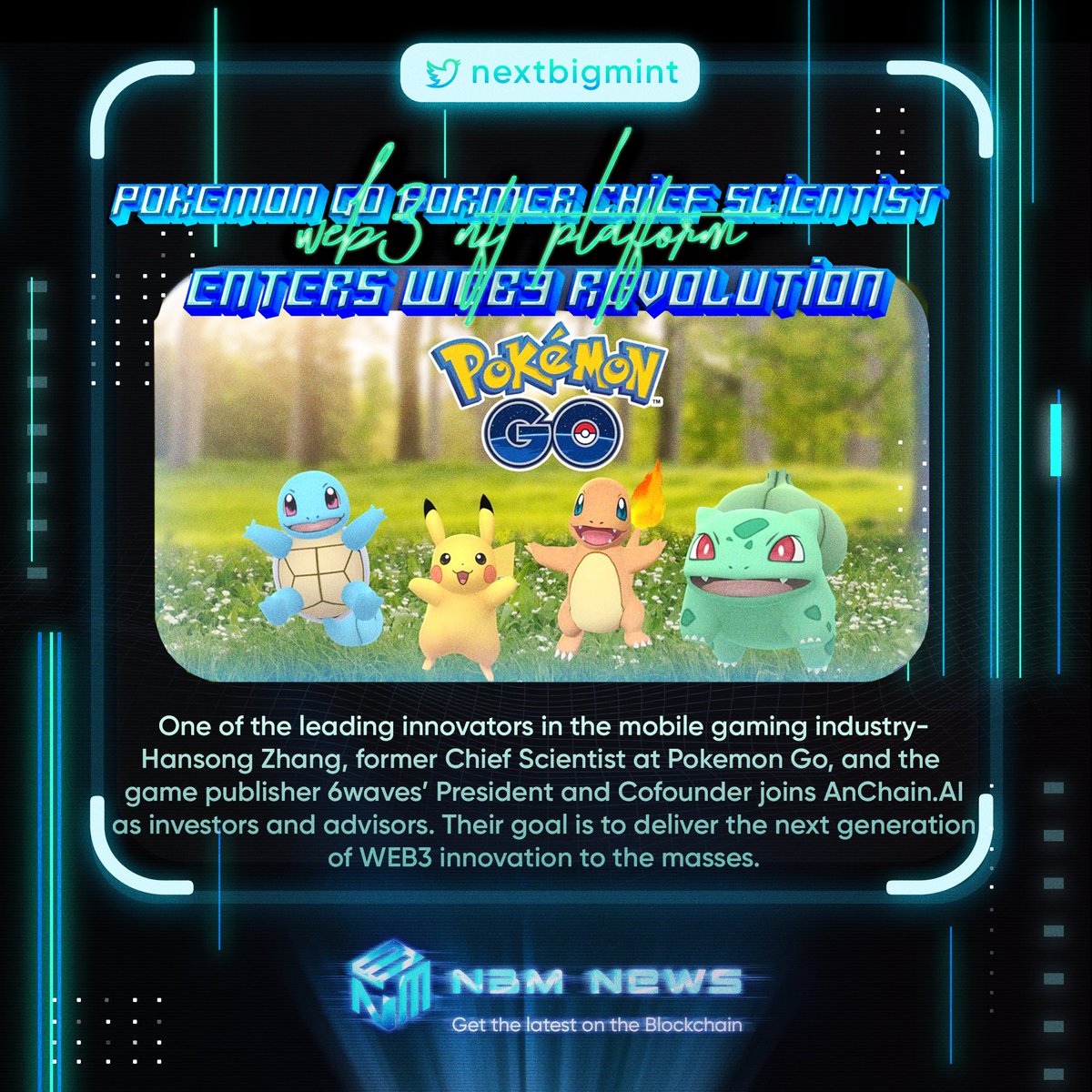 The popular #AugmentedReality #MobileGame <a href="/PokemonGoApp/">Pokémon GO</a>'s former Chief scientist Hansong Zhang together with <a href="/6waves/">6waves</a>' President &amp; Co-Founder Rex Ng, became investors &amp; advisors of <a href="/AnChainAI/">AnChain.AI</a>, an AI-Powered #Blockchain #Web3 #Platform!  

Source:
bit.ly/38gucnA

#NFTNews