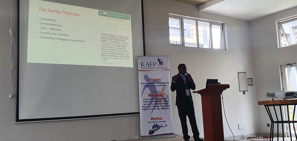 JKARAMANA's tweet photo. @nthusinthula newly Elect Vice Chair Kenya Association of Family Physicians presenting on scope of practice @KabarakUniv @simonkigondu @KijabeHospital @mdjkitulu #KAFP2022 https://t.co/qPNg8maVRO