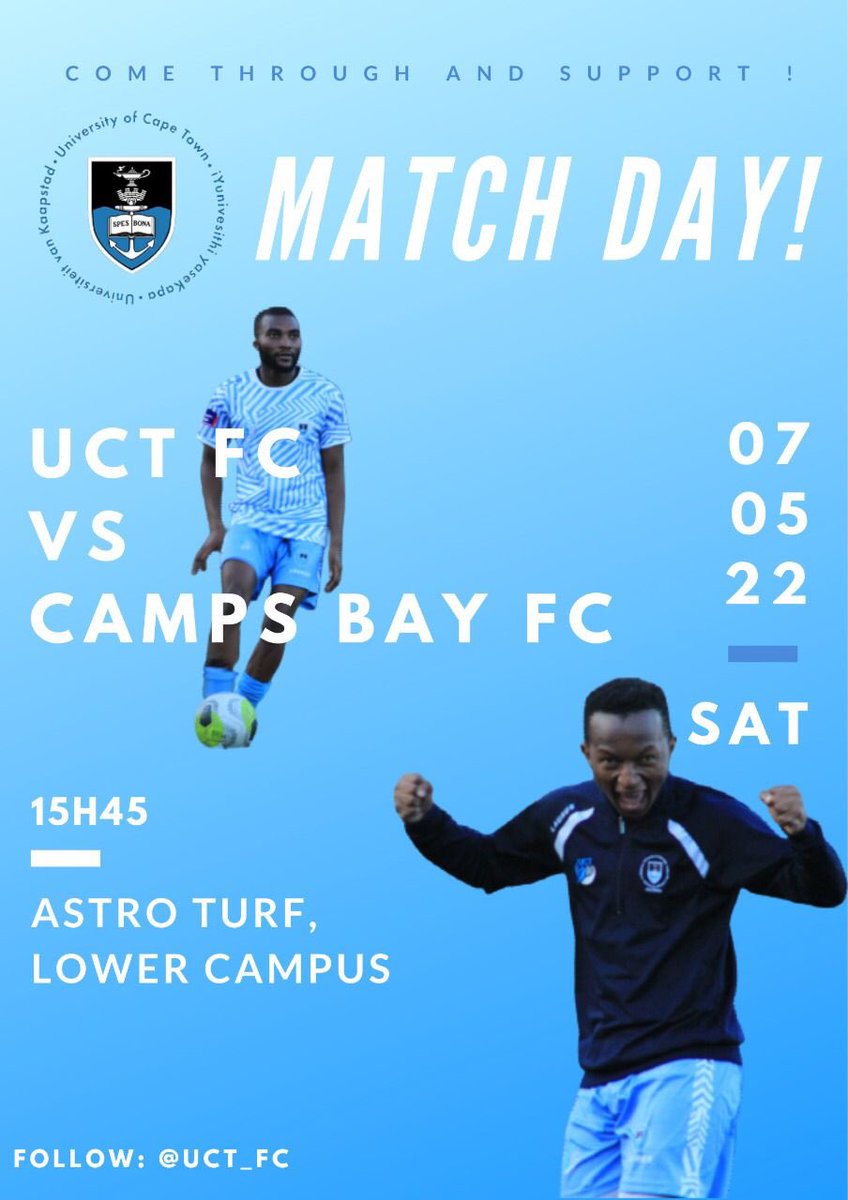 UCTFootballClub's tweet photo. 💙⚽️🔵 ITS MATCHDAY 🔵⚽️💙 https://t.co/eSA32m90aK