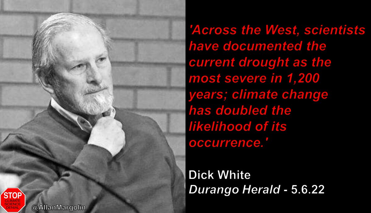 'Across the West, scientists have documented the current drought as the most severe in 1,200 years; climate change has doubled the likelihood of its occurrence.' Dick White durangoherald.com/articles/polit… @chefrocky413 @GeraldKutney @kellabel @hkb73 @BBB1022 @DrMariaNeira @khallbooks
