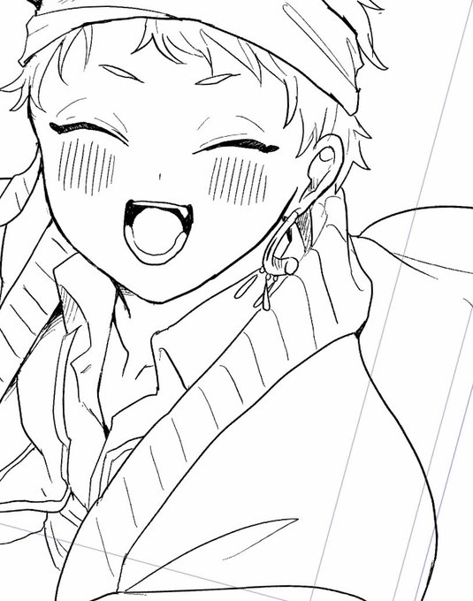 (数ページ後には汁まみれになるんよな…)と思いながら描いた笑顔 