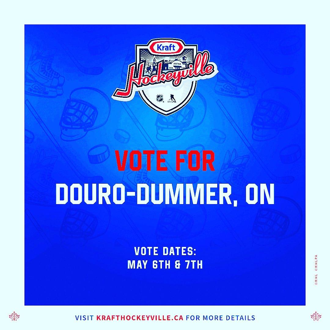 DouroH's tweet photo. VOTE NOW!! VOTE OFTEN!! Share our posts!!
Let's make Douro-Dummer, Canada's next Kraft HockeyVille!! We all deserve a place we belong!
Voting is only open until today at 5pm!

#GODUKESGO #KraftHockeyville https://t.co/hRNF34qEOv