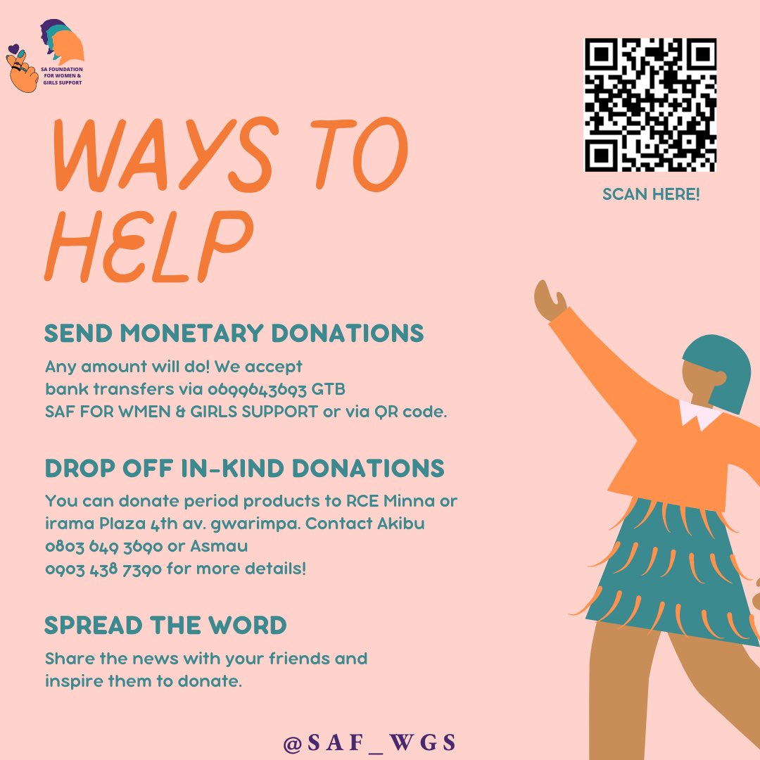 SAF_WGS's tweet photo. More than 800 million people menstruate daily. The world must act to end period poverty. 

#MHDay2022 #WeAreCommitted  #TogetherLetsEndPeriodPoverty
#Project3000Pads
#SafWgsAgainstPeriodPoverty
#LetsEndPeriodPoverty #TimeForAction
#SafWgsPadsForUnderservedWomenandGirls #inclusion https://t.co/U1X1AFmM2K